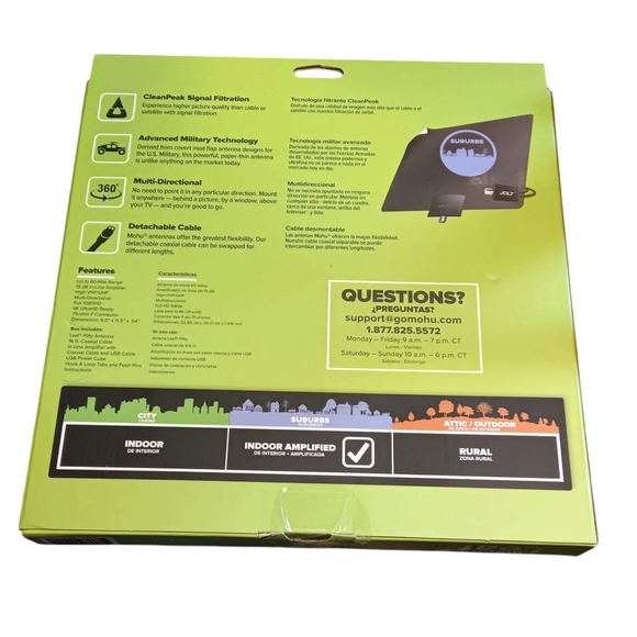 Mohu - Leaf Fifty Amplified Indoor HDTV Antenna 60 Mile Range MH-110584 - Picture 2 of 2